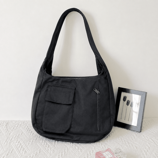 Black Curvy Shoulder Bag - Fithoehub