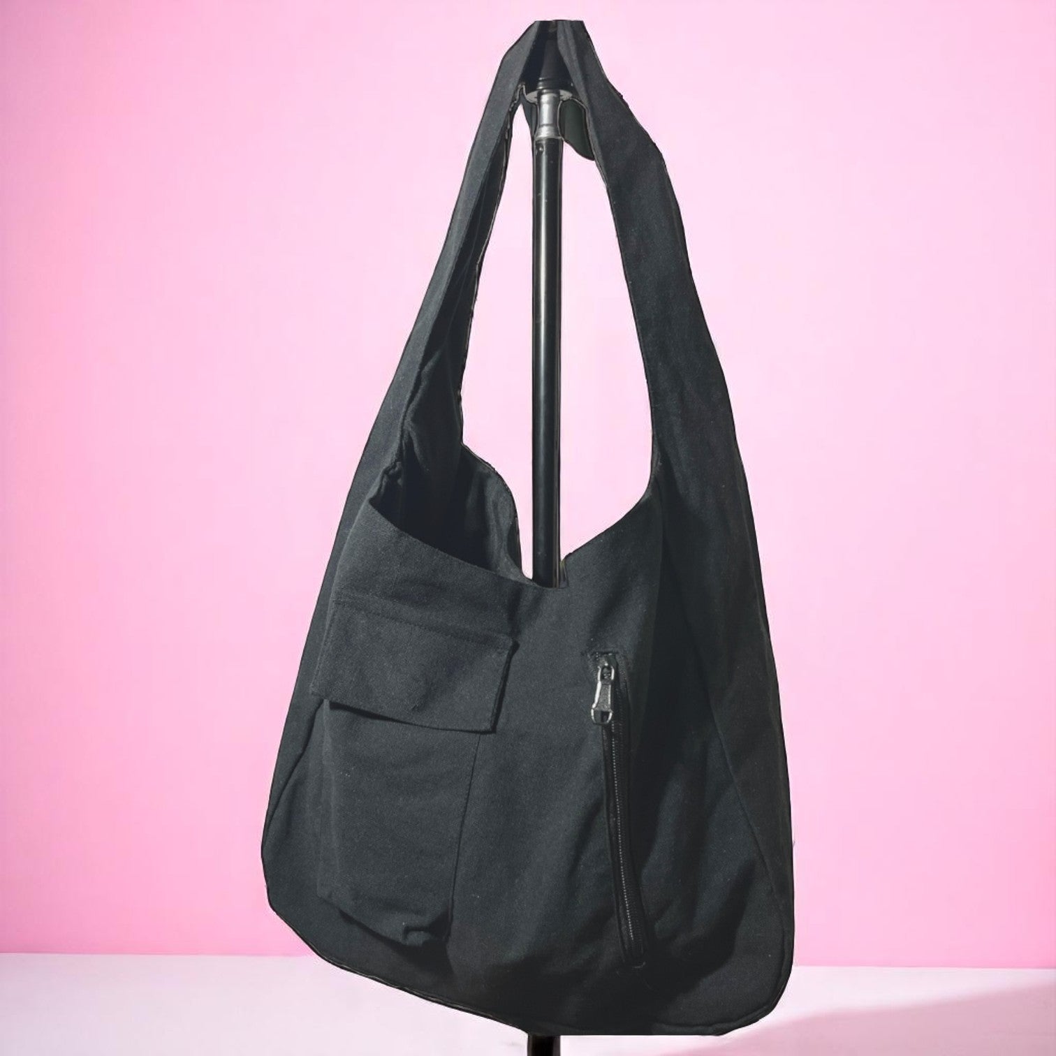 Black Curvy Shoulder Bag - Fithoehub