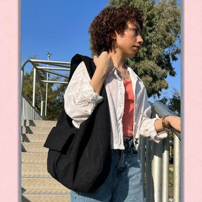 Black Curvy Shoulder Bag - Fithoehub