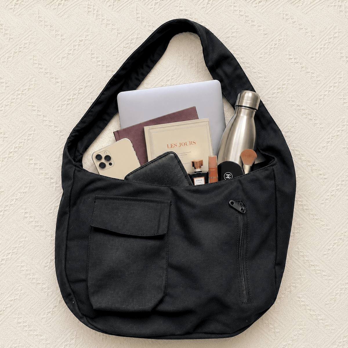 Black Curvy Shoulder Bag - Fithoehub