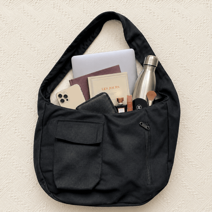 Black Curvy Shoulder Bag - Fithoehub