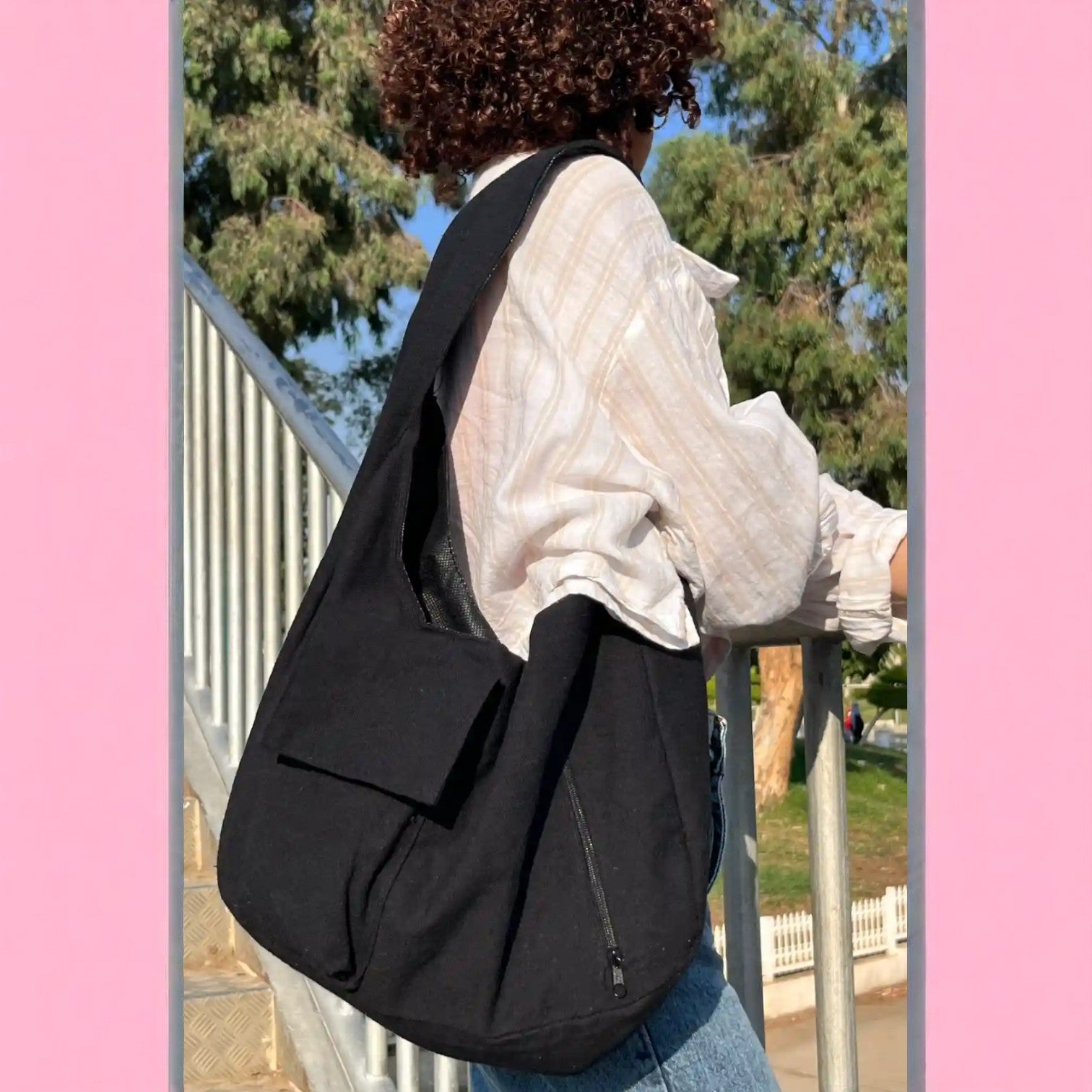 Black Curvy Shoulder Bag - Fithoehub
