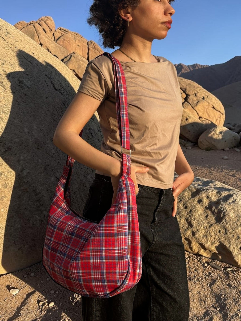 Plaid Crossbody Bag - Fithoehub