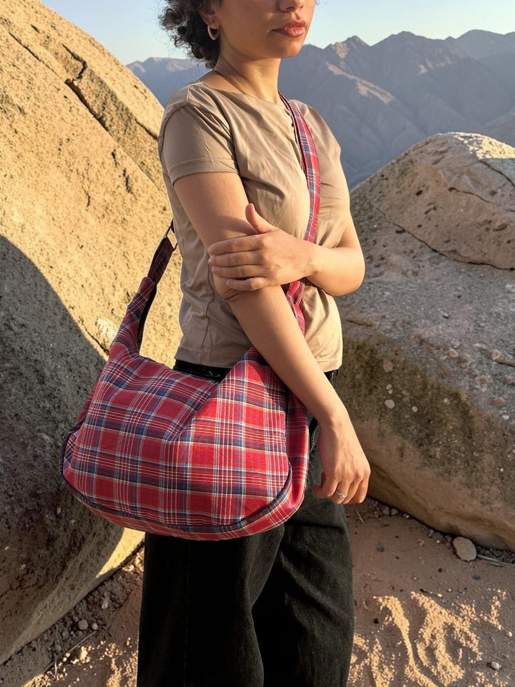 Plaid Crossbody Bag - Fithoehub